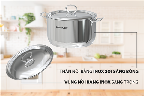 Bộ nồi chảo inox 5 đáy Sunhouse SHG998