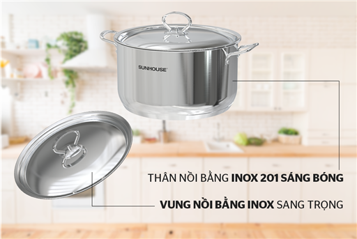 Bộ nồi chảo inox 5 đáy Sunhouse SHG998