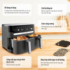 Nồi chiên không dầu 2 ngăn Tefal 2in1 EY905D10 - 8.3L - Điện tử ảnh 2
