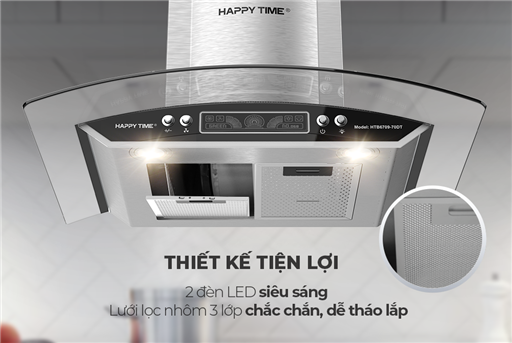 Máy hút mùi kính cong happy time HTB6709-70DT
