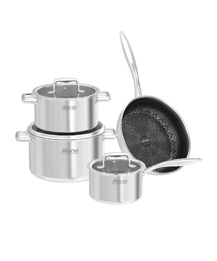 Bộ nồi chảo inox hybrid liền đáy Sunhouse Mama SHG810 – ảnh 2