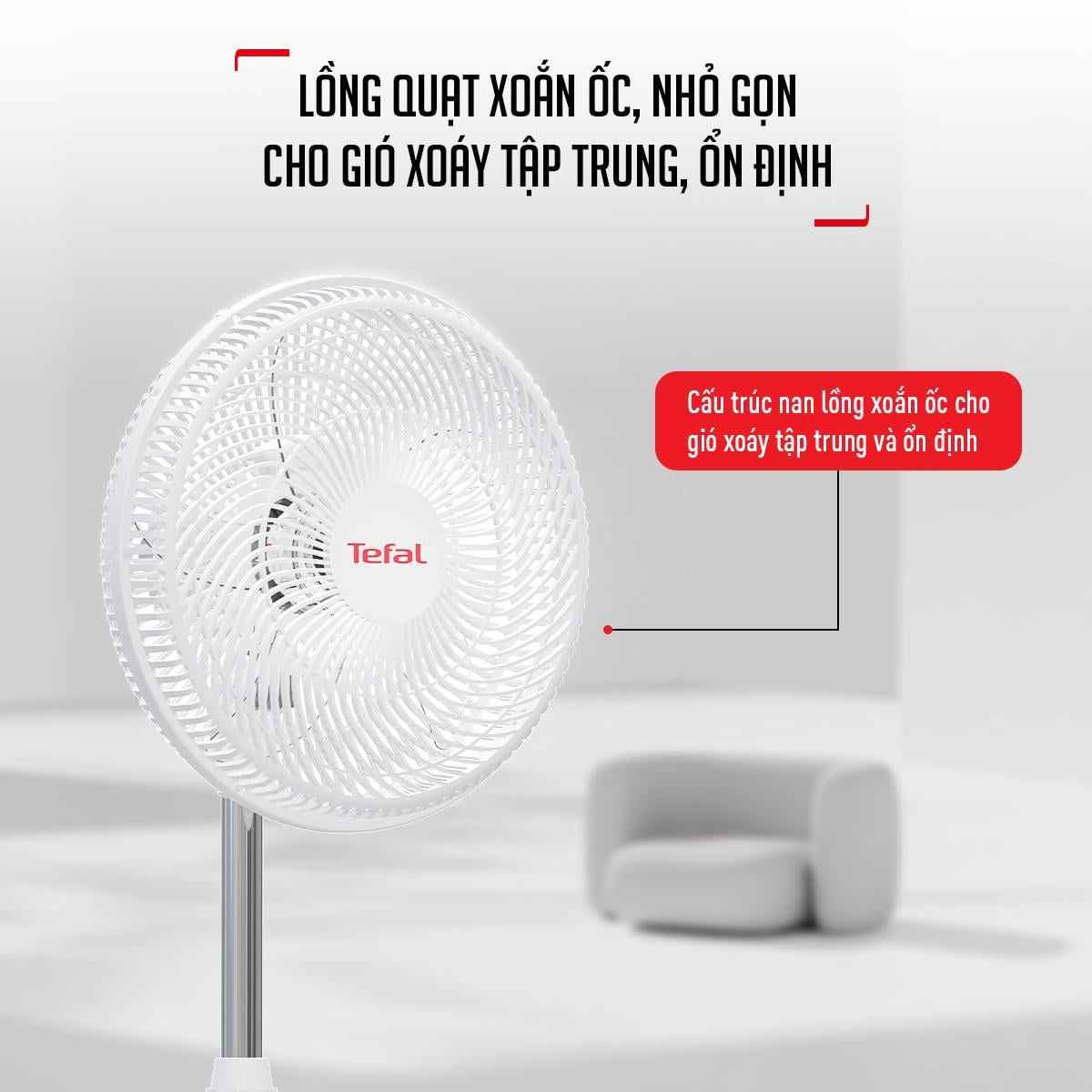 Quạt đứng Tefal Turbo Essential VH619690 - Trắng – ảnh 2