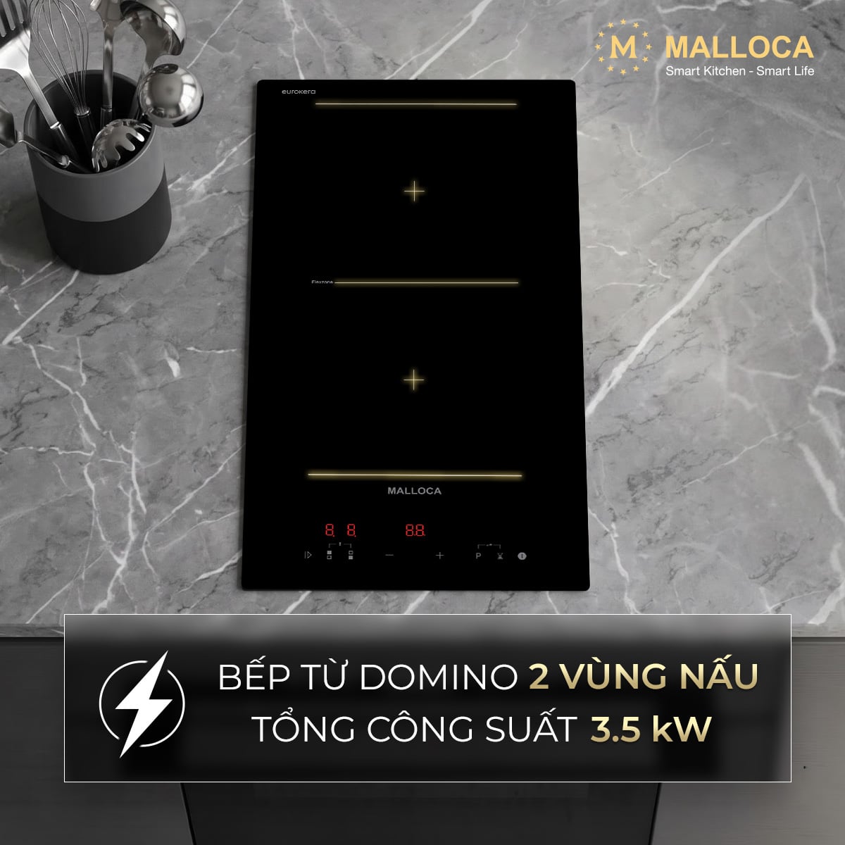 Bếp từ Domino 2 vùng nấu 30cm Flexzone Malloca MDI302FZ - Lắp đặt và kết nối điện Bếp từ Domino 2 vùng nấu 30cm Flexzone Malloca MDI302FZ - Lắp đặt và kết nối điện