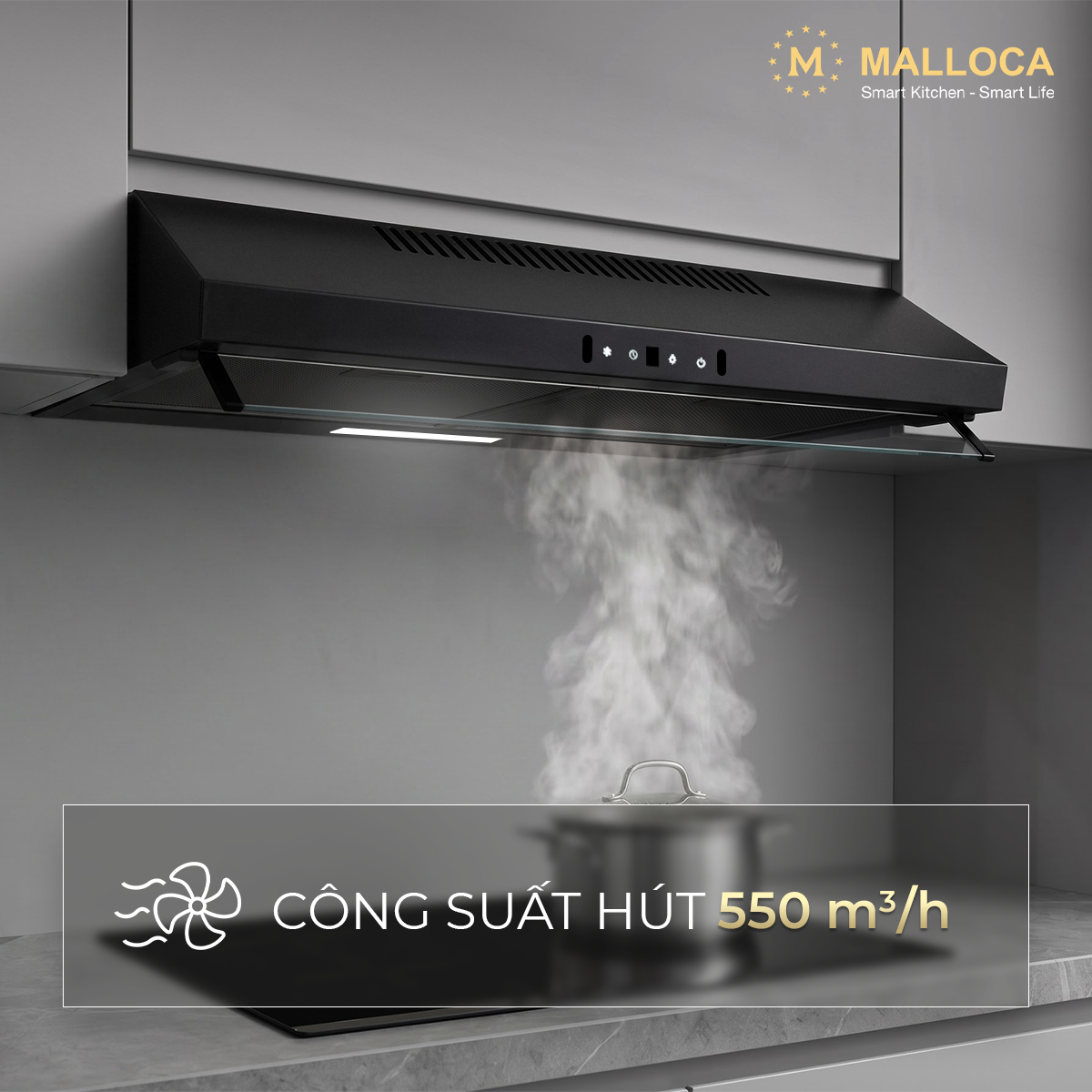Máy hút mùi classic 90cm Malloca MH9014B - Sức hút 550 m³/h và hệ lọc Máy hút mùi classic 90cm Malloca MH9014B - Sức hút 550 m³/h và hệ lọc