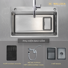 Chậu Rửa Chén 1 hố Inox 304 Silver kích thước 77cm Malloca Silver MS7750SI ảnh 4