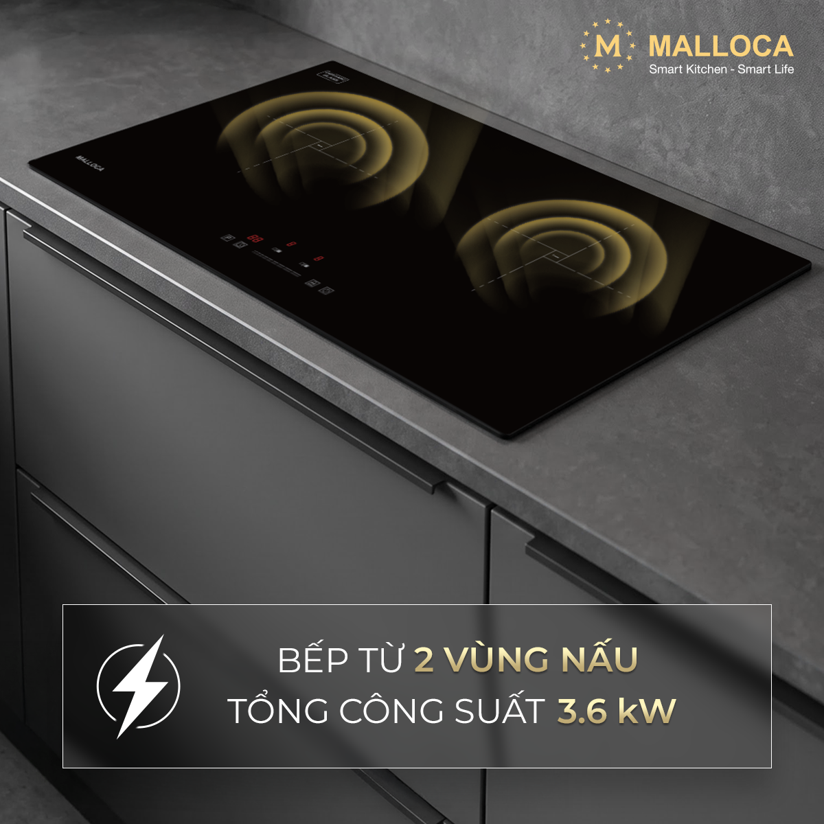 Bếp từ 2 vùng nấu 73cm Malloca MIH732ECO - Vì sao bếp từ 3.6 kW vẫn nấu nhanh? Bếp từ 2 vùng nấu 73cm Malloca MIH732ECO - Vì sao bếp từ 3.6 kW vẫn nấu nhanh?