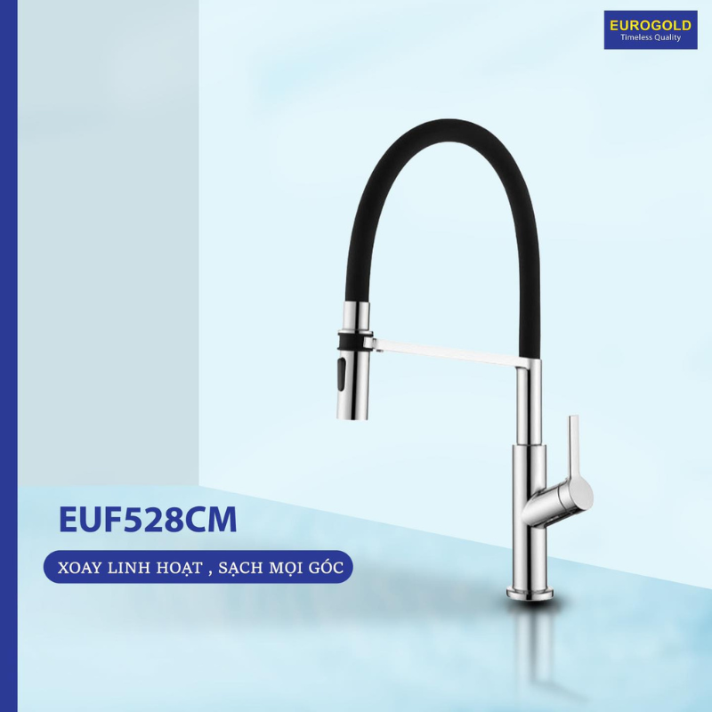 Vòi rửa bát dây rút Eurogold EUF528CM Vòi rửa bát dây rút Eurogold EUF528CM