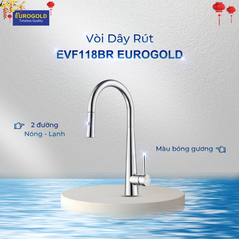 Vòi rửa bát dây rút Eurogold EVF118BR