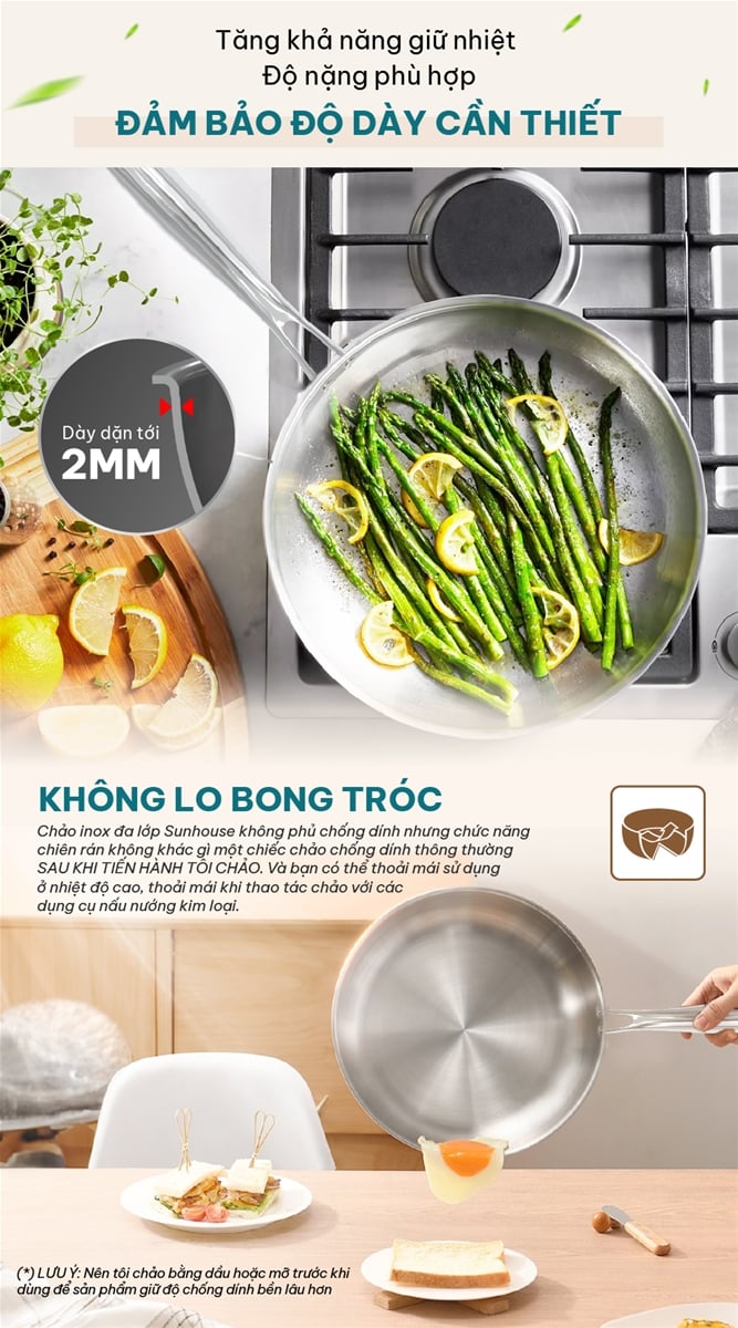 Chảo inox đa lớp Sunhouse IN20M6P – ảnh 7