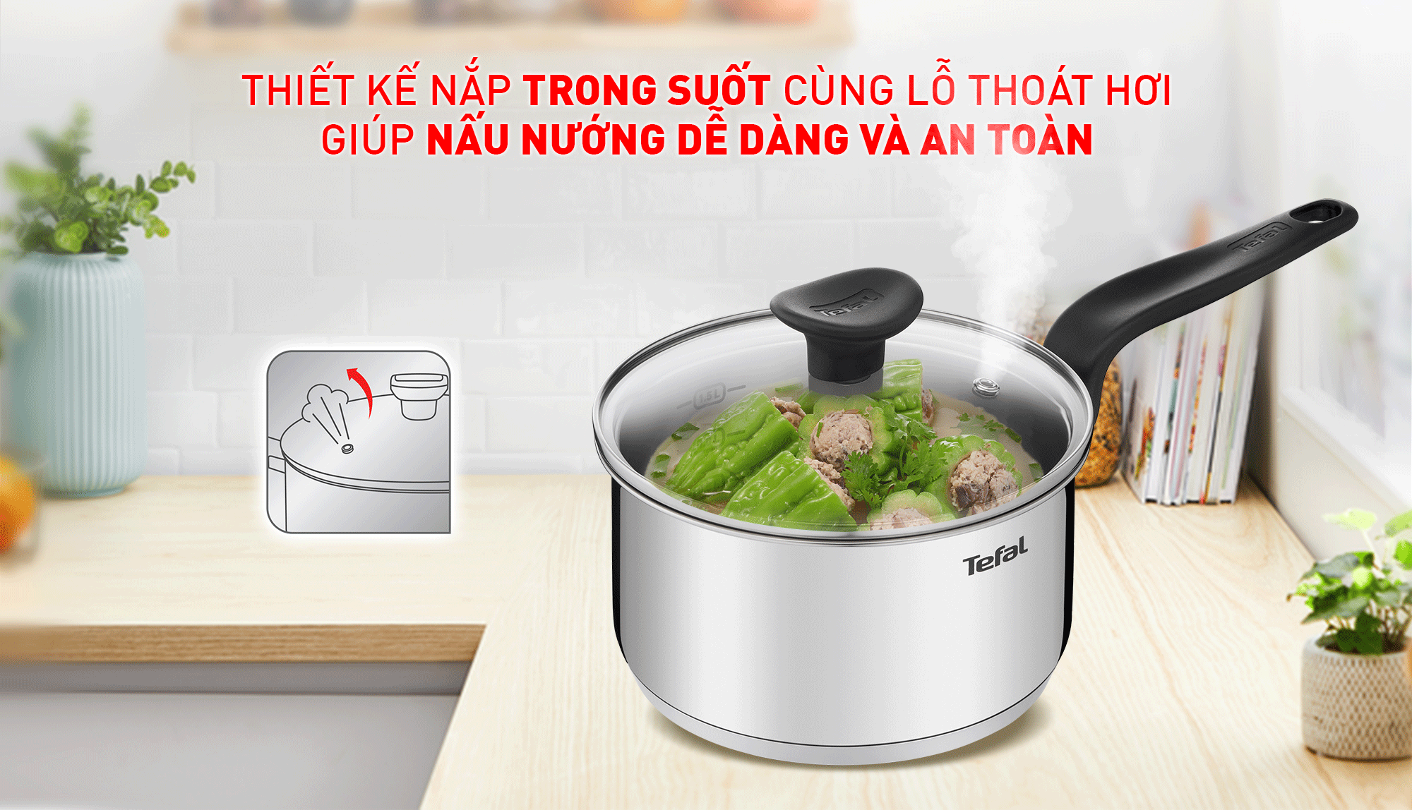 Nồi cán dài/ quánh Tefal Primary 18cm – ảnh 3