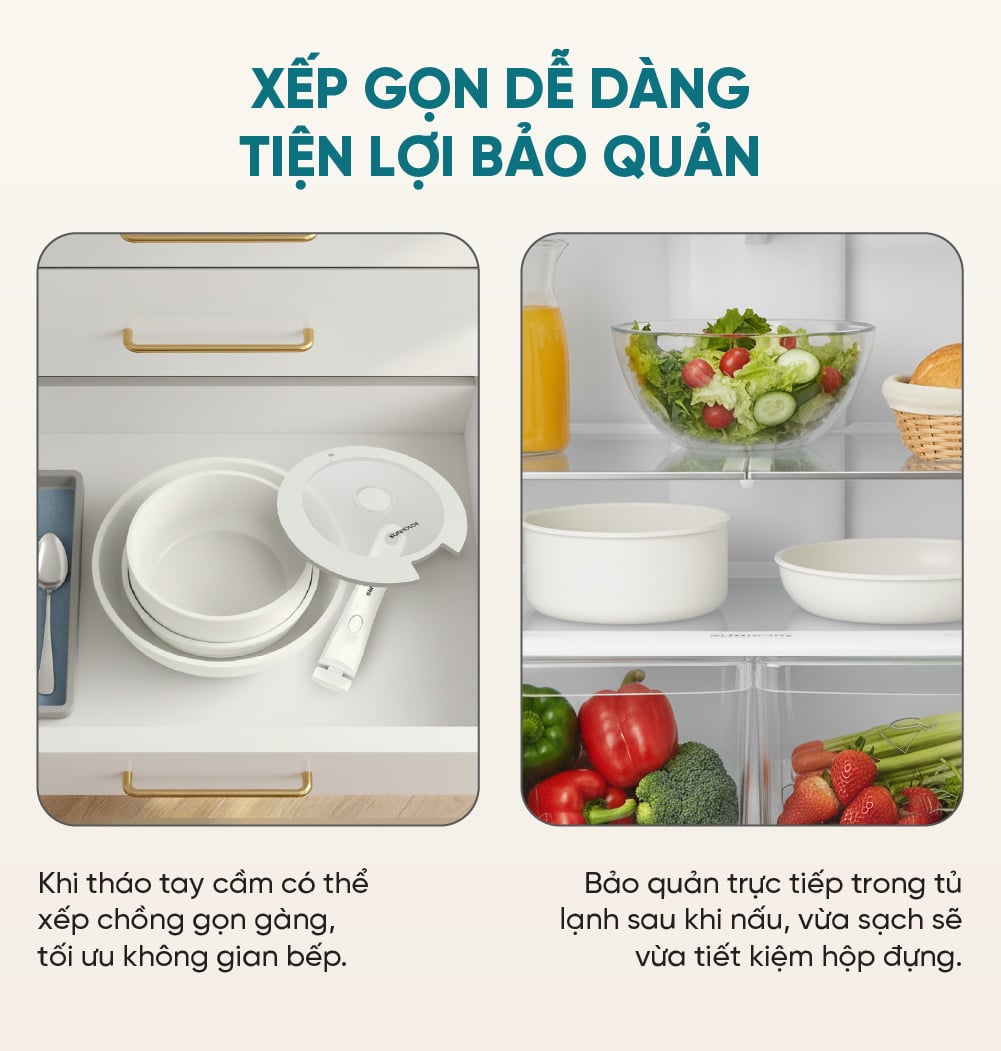 Bộ nồi chảo cán rời chống dính 3 món Sunhouse trendy SHG509M – ảnh 8