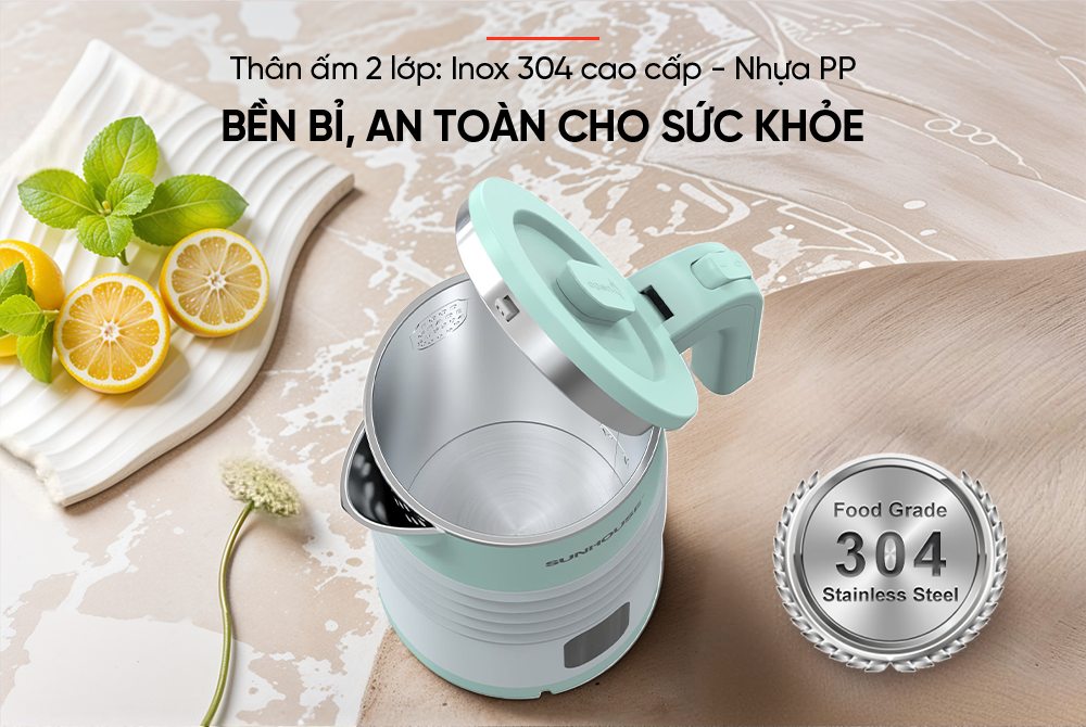 Ấm siêu tốc inox 2 lớp 1.8L Sunhouse SHD1357 – ảnh 4