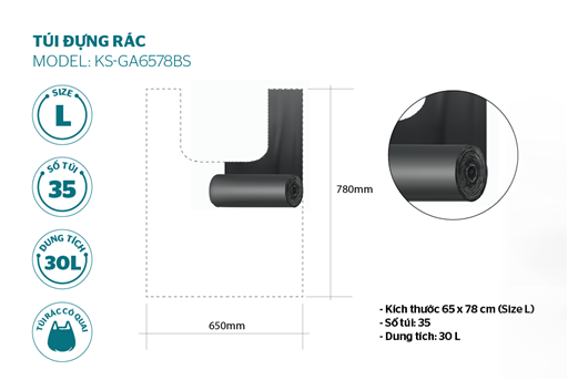Túi đựng rác phân hủy sinh học Sunhouse KS-G6578BS – ảnh 2
