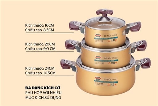 Bộ nồi anod Sunhouse SH6634 – ảnh 3
