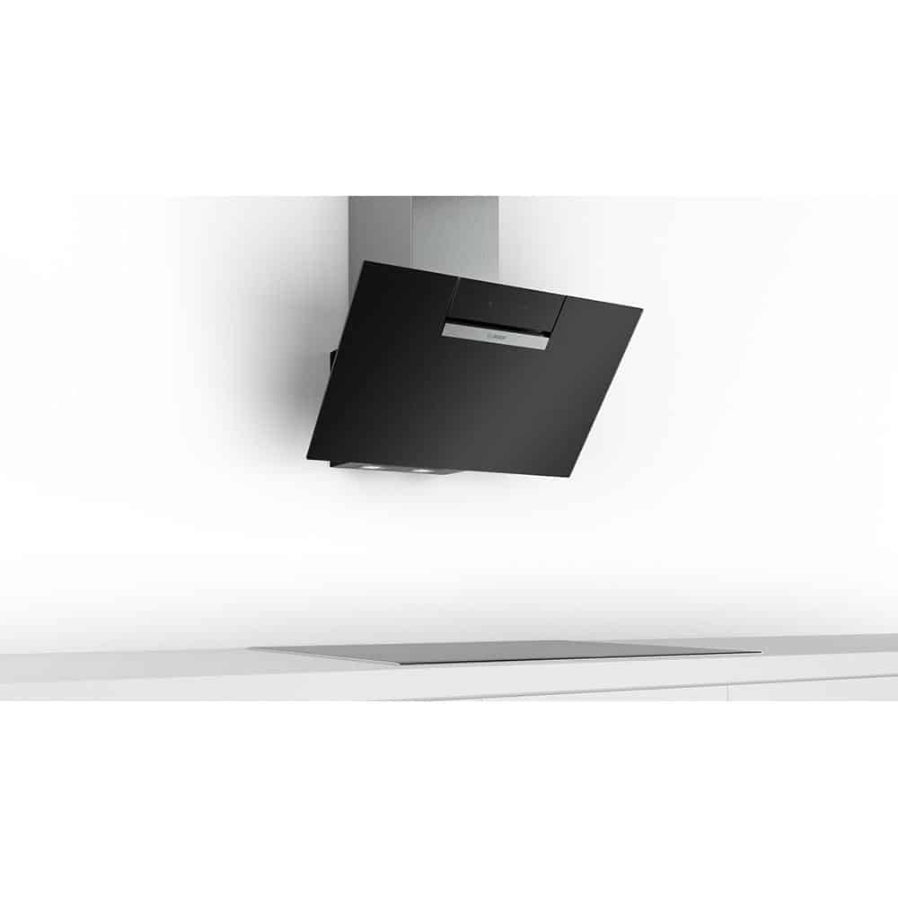 Kính vát đen gương 80 cm – Máy hút mùi Bosch DWK87EM60 Dạng Vát, Màu Đen, Tráng Gương
