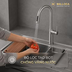 Vòi rửa chén nóng lạnh dây rút inox 304 Malloca K1726SS ảnh 4