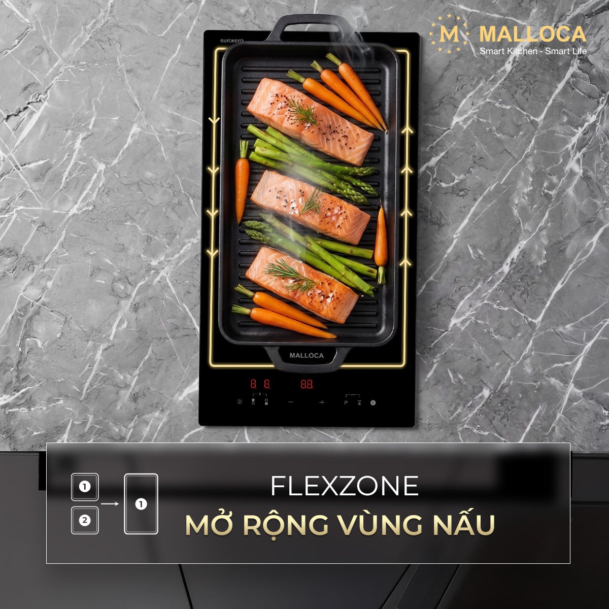 Bếp từ Domino 2 vùng nấu 30cm Flexzone Malloca MDI302FZ – ảnh 6