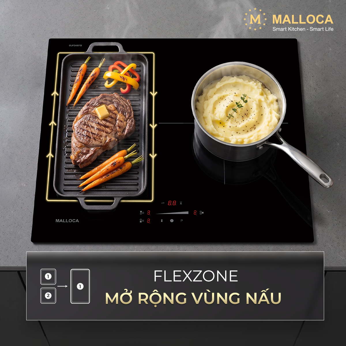 Bếp từ 3 vùng nấu 59cm Flexzone Malloca MI593FZ – ảnh 6
