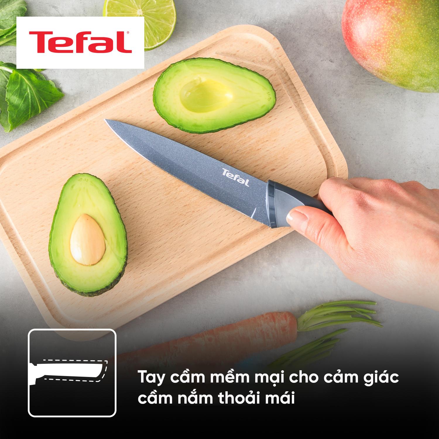 Bộ 2 dao phủ chống dính Tefal Fresh Kitchen K122S224, Santoku 12cm/đầu bếp 15cm