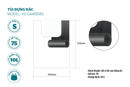 Túi đựng rác phân hủy sinh học Sunhouse KS-GA4555BS – ảnh 3