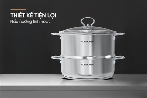 Bộ nồi xửng 3 đáy Sunhouse SHG507-24C – ảnh 4