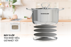 Bộ nồi chảo inox 5 đáy Sunhouse SHG998 ảnh 3
