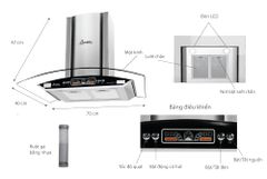 Máy hút mùi kính cong apex APB6601-70C ảnh 6