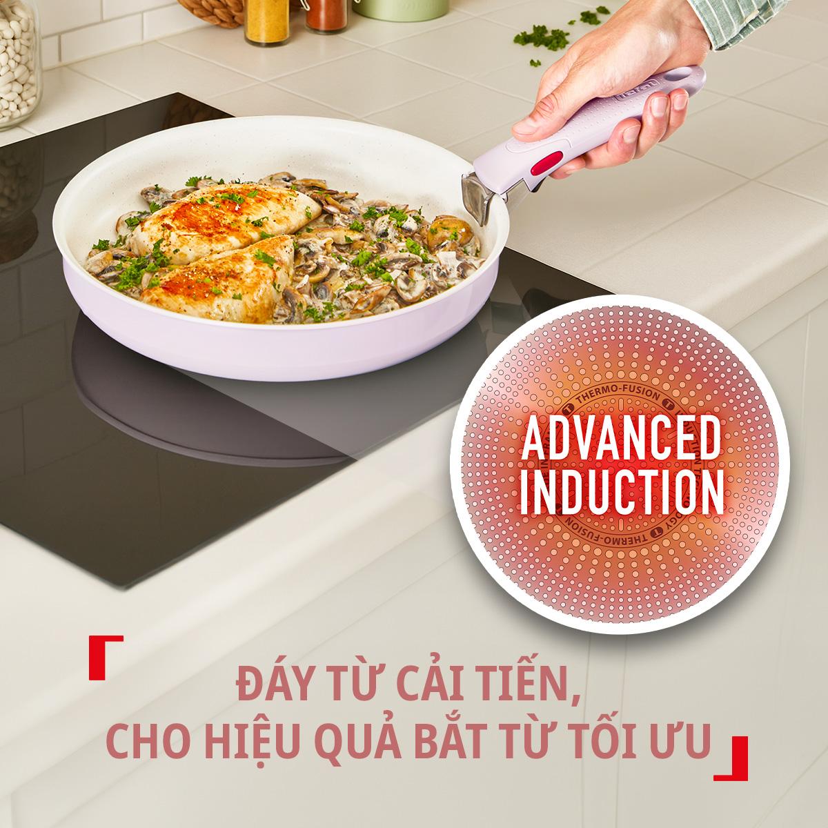 Bộ 3 nồi chảo cán rời Tefal Ingenio Serenity L8274S04/L8304S04/L8284S04, quánh 20cm/ xào 26cm/ chiên 28cm – ảnh 4