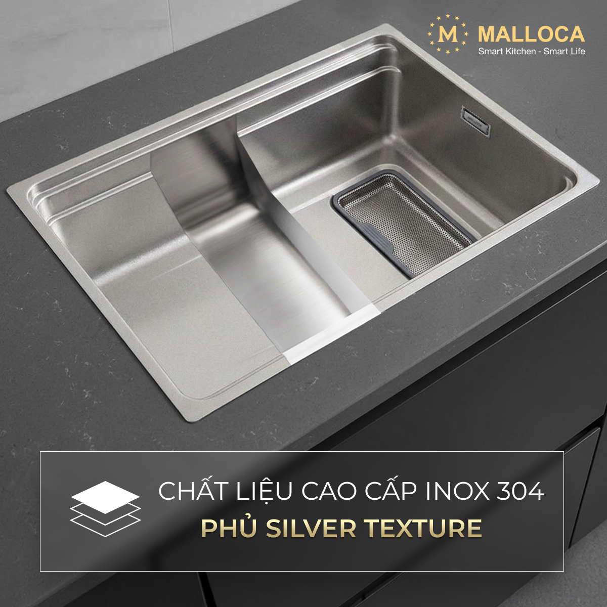 Chậu rửa chén 1 hố Inox 304 Malloca SILVER MS7743SI – ảnh 6