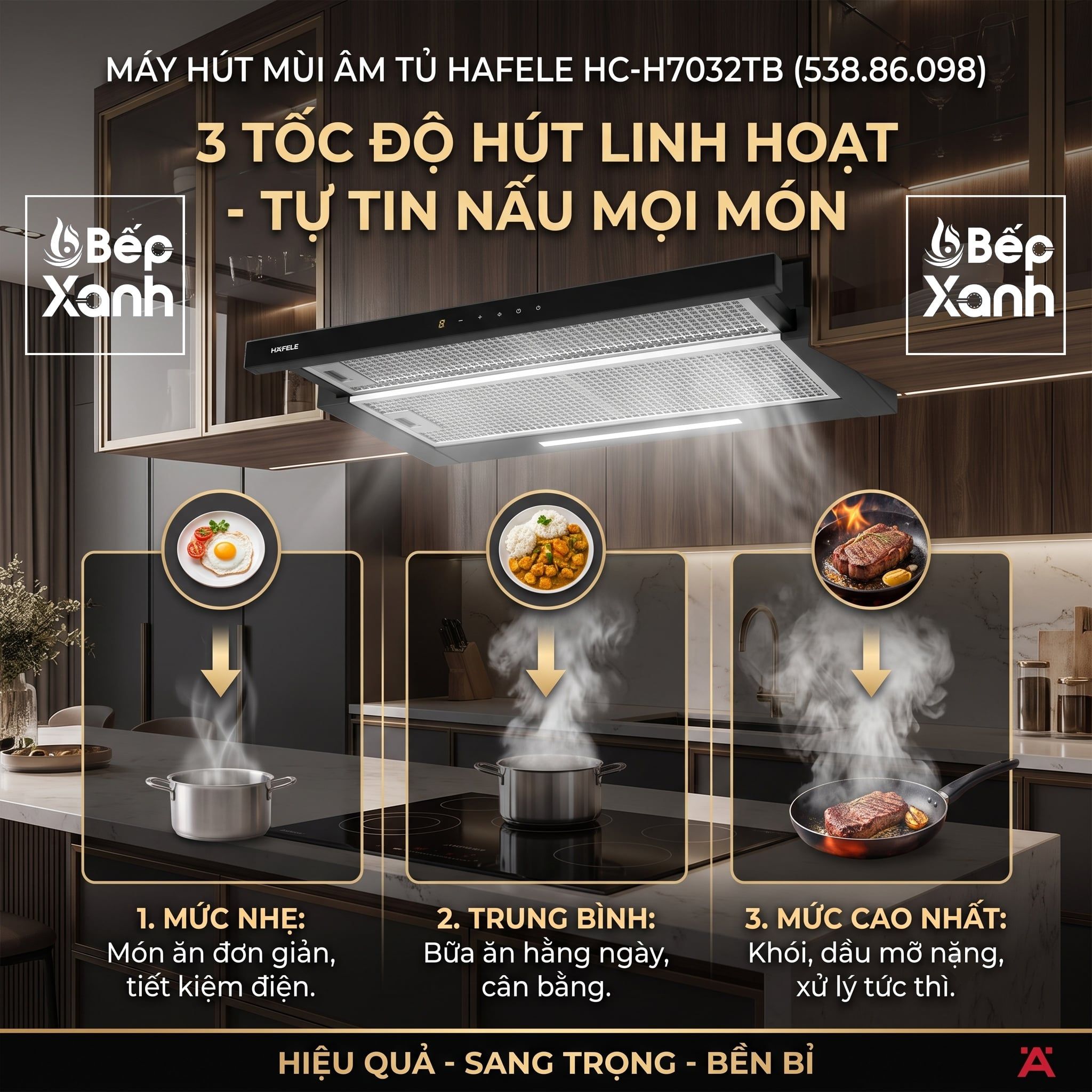  Máy Hút Mùi Âm Tủ Hafele HC-H7032TB (538.86.098) - Hút Siêu Khỏe, Chuẩn Đức, Bảo Hành Chính Hãng 