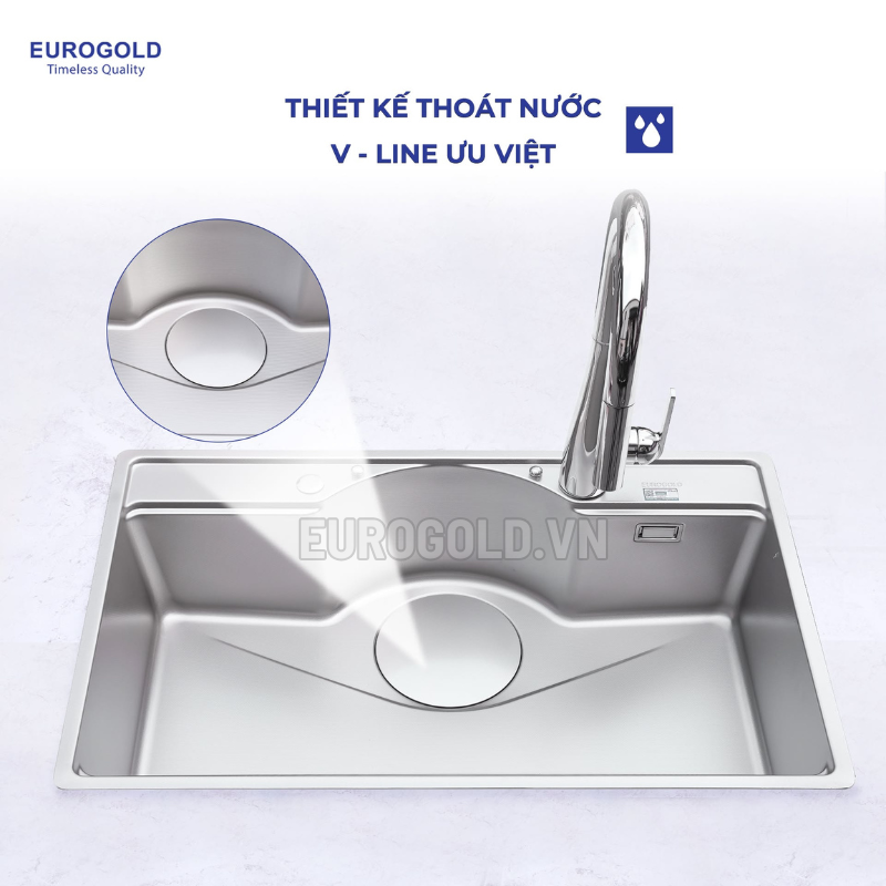 Chậu rửa bát Eurogold EUD27848 - 780x480x230mm – ảnh 4