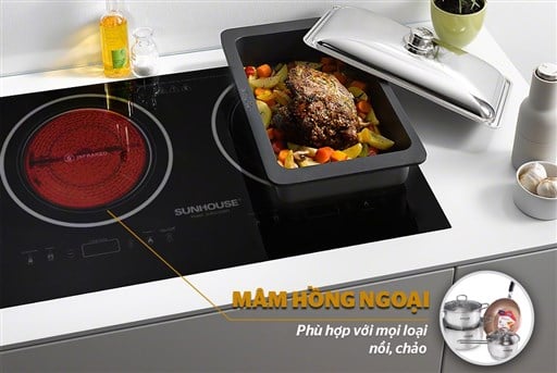 Bếp đôi điện từ hồng ngoại Sunhouse SHB9103MT – ảnh 6