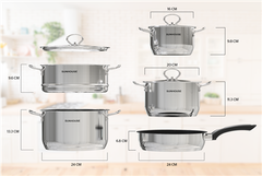 Bộ nồi chảo inox 5 đáy Sunhouse SHG998 ảnh 4