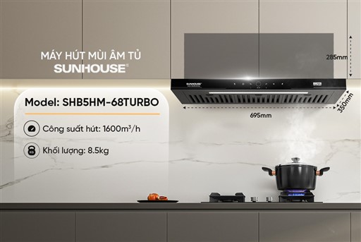 Máy hút mùi âm tủ Sunhouse SHB5HM-68TURBO – ảnh 5