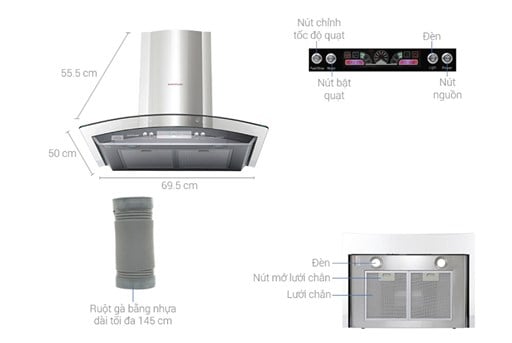 Máy hút mùi kính cong Sunhouse SHB6626 – ảnh 3