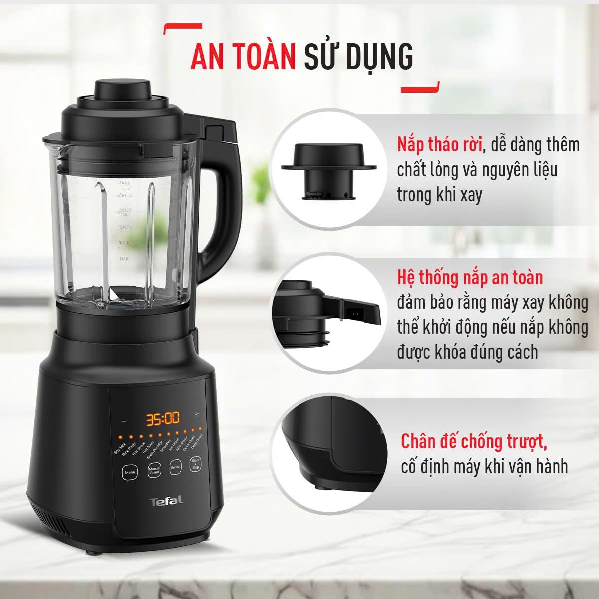 Máy xay sinh tố và sữa hạt Tefal BL511868 - 1000W – ảnh 4