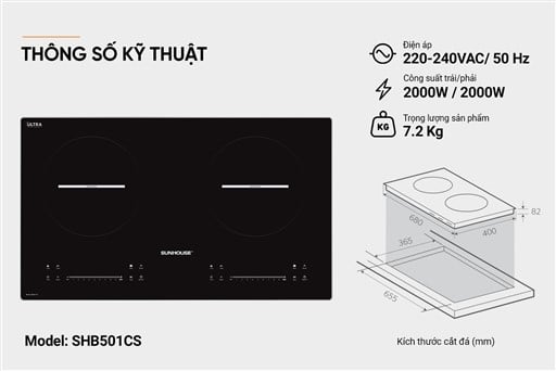 Bếp đôi điện từ Sunhouse SHB501CS – ảnh 6