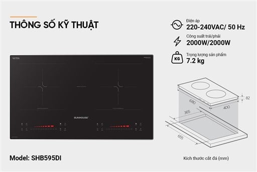 Bếp đôi điện từ Sunhouse SHB595DI – ảnh 6