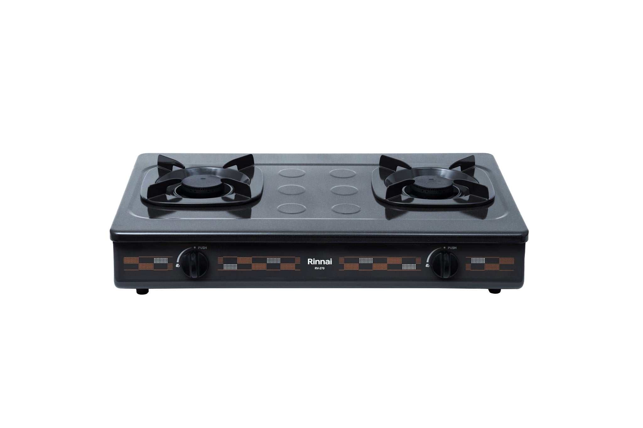Bếp gas dương Rinnai RV-270(G)N 702mm 2 lò nấu, mặt thép phủ men