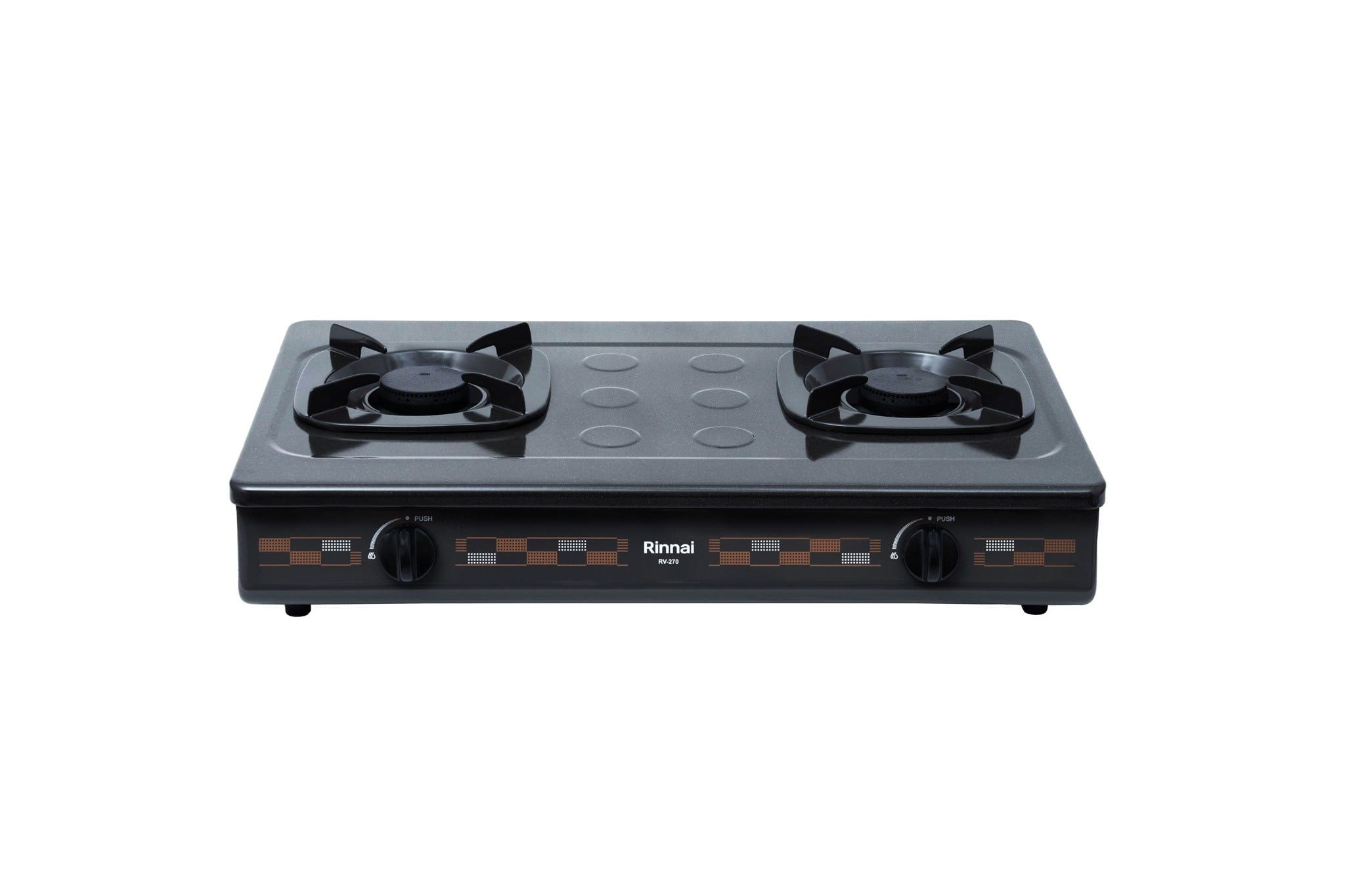 Bếp gas dương Rinnai RV-270(G)N 702mm 2 lò nấu, mặt thép phủ men