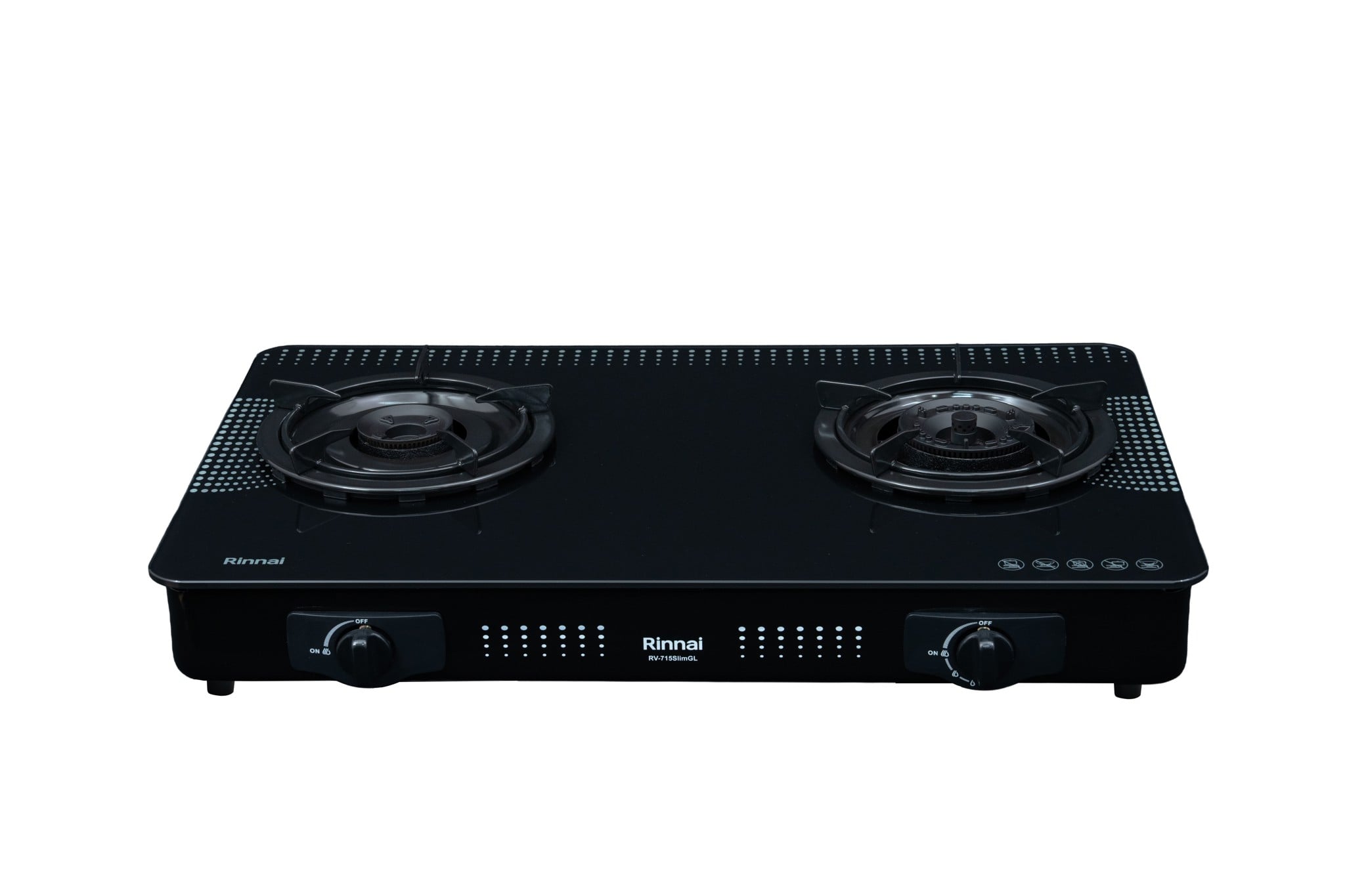 Bếp gas dương Rinnai RV-715Slim(GL-D) 716mm 2 lò nấu, mặt kính cường lực