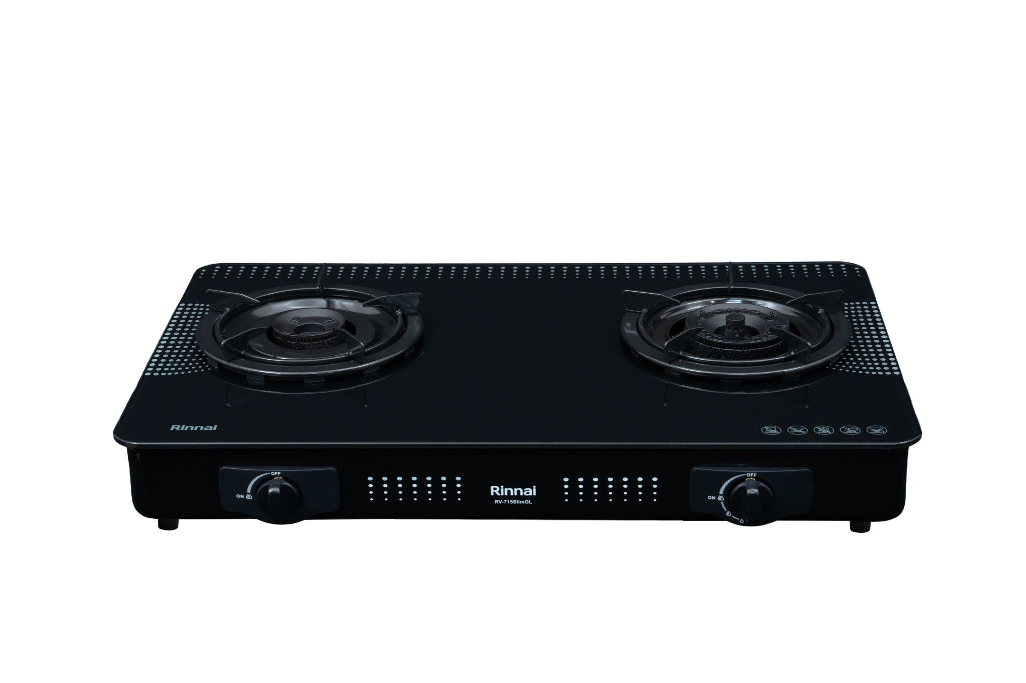 Bếp gas dương Rinnai RV-715Slim(GL-D) 716mm 2 lò nấu, mặt kính cường lực