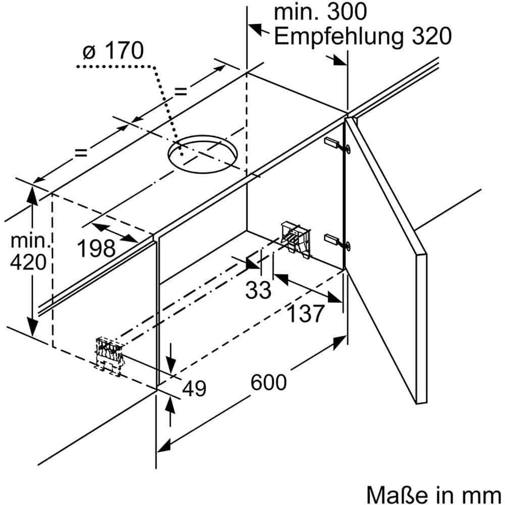 Êm 43–55 dB – Máy hút mùi Bosch DFR067A50 Âm Tủ