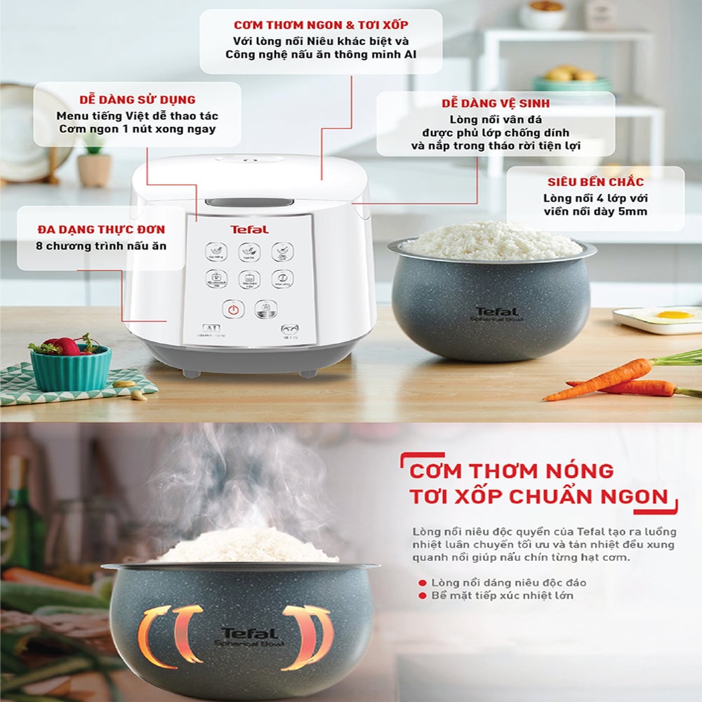 Nồi cơm điện tử Tefal Easy Rice RK733168 - 1.8L – ảnh 2