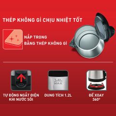 Bình đun siêu tốc Tefal KI431D10 - inox - 1.2L ảnh 2