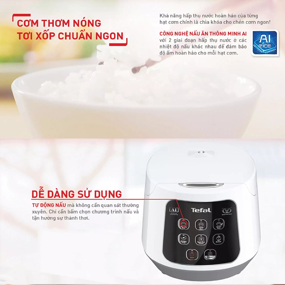 Nồi cơm điện tử Tefal Easy Rice Compact RK730168 -1L – ảnh 3