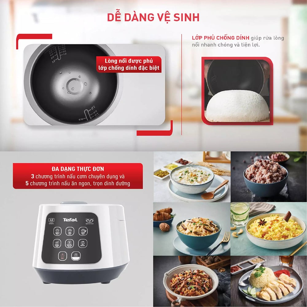 Nồi cơm điện tử Tefal Easy Rice Compact RK730168 -1L – ảnh 4