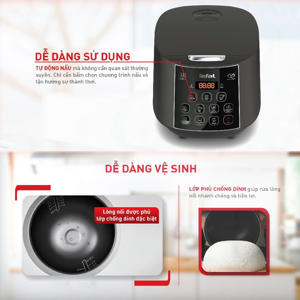 Nồi cơm điện tử Tefal Easy Rice Plus RK736B68 - 1.8L – ảnh 3