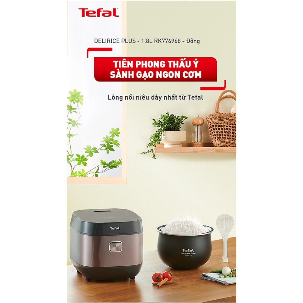 Nồi cơm điện tử Tefal Delirice Plus RK776968 - 1.8L - Đồng
