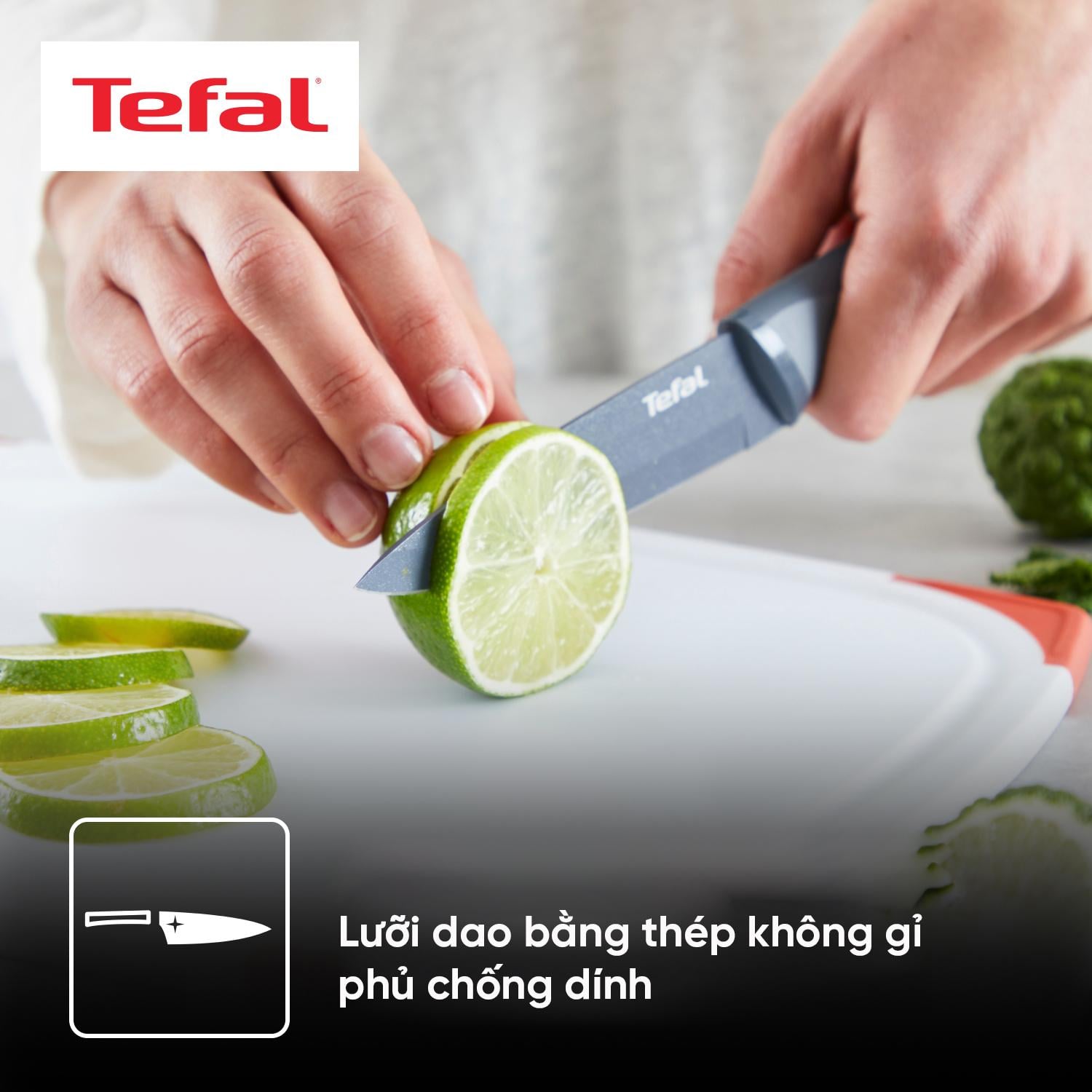 Bộ dao làm bếp và gọt trái cây phủ Titanium Tefal Fresh Kitchen K122S205 - 15cm,9cm – ảnh 4